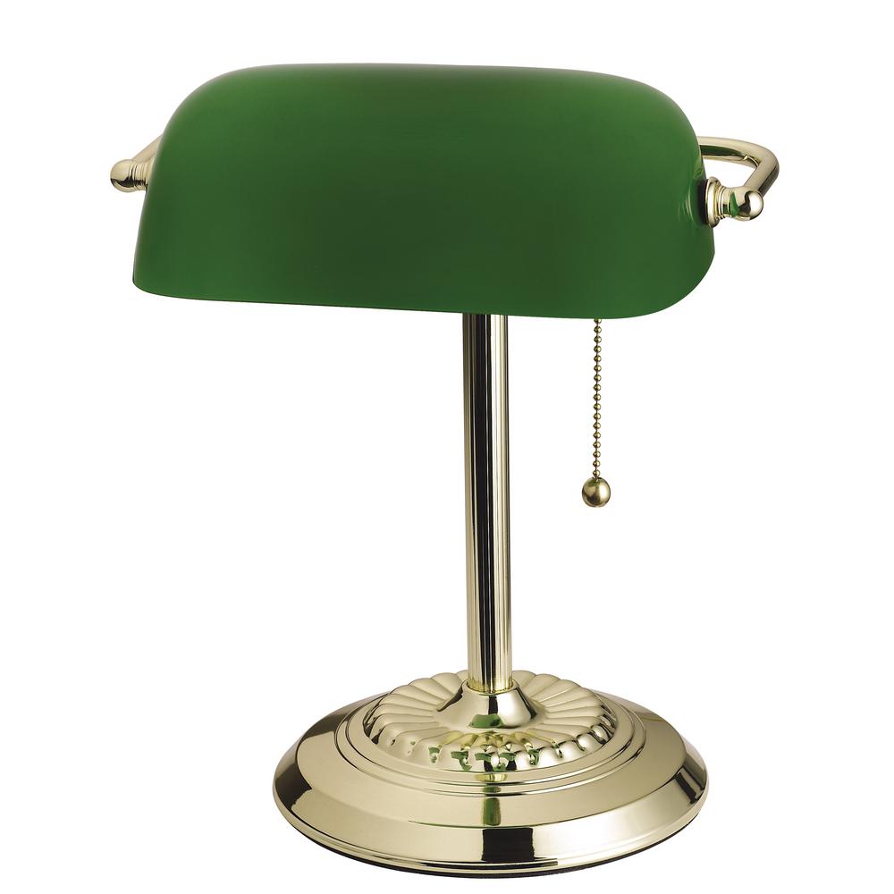 Tensor 14 5 In Brass Banker S Desk Lamp With Green Shade 17466
