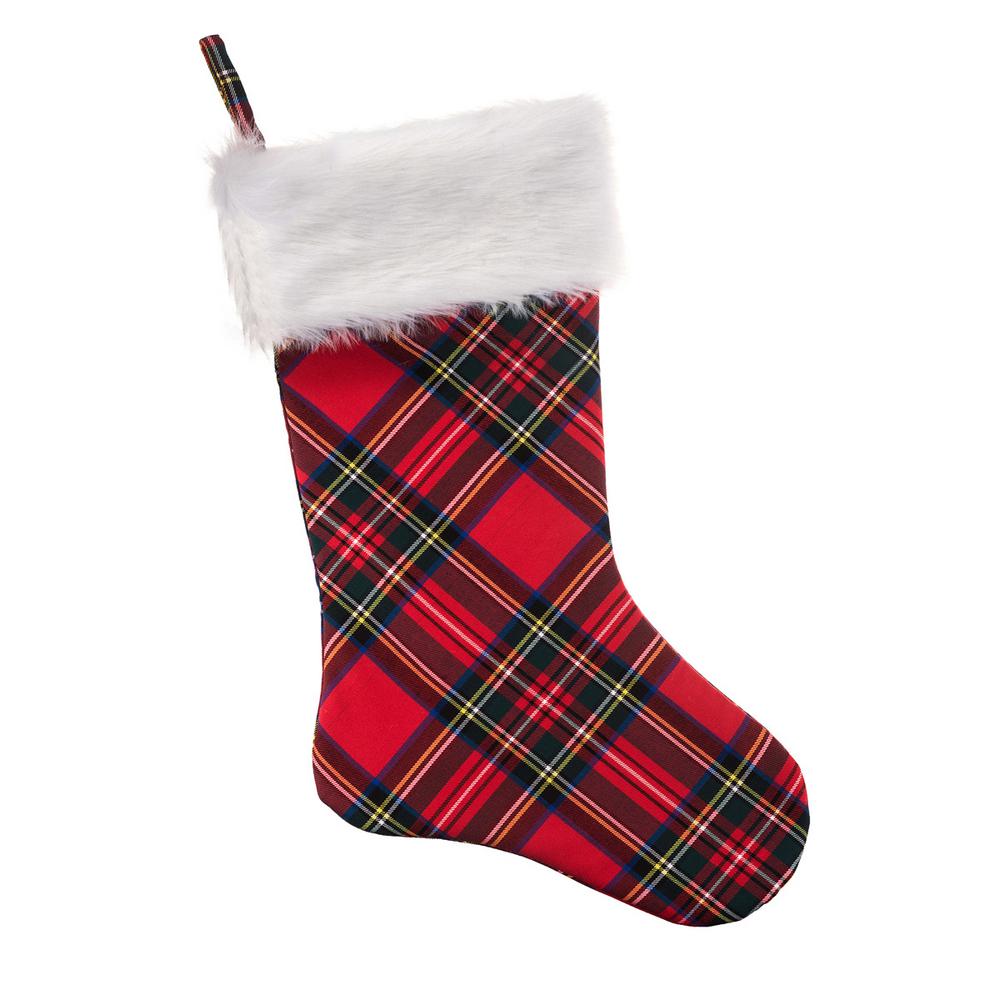 Haute Decor HangRight 18.7 in. Polyester Plaid Stocking (4Pack)HR0403 The Home Depot