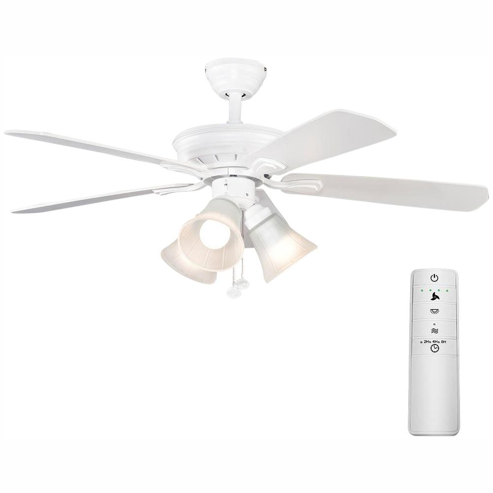 Hampton Bay Westmount 44 In Led Matte White Smart Ceiling Fan With Light Kit And Wink Remote Control