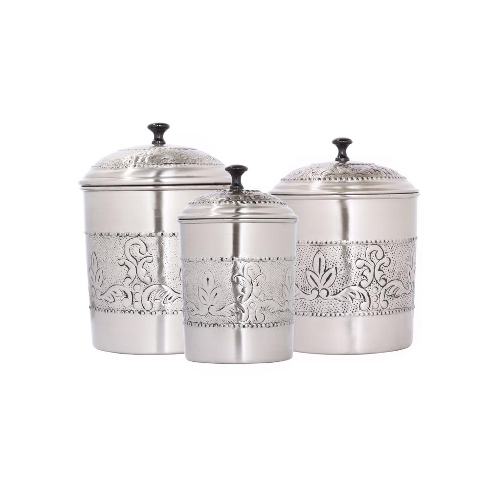 Antique Embossed Victoria Canister Set 3 Piece