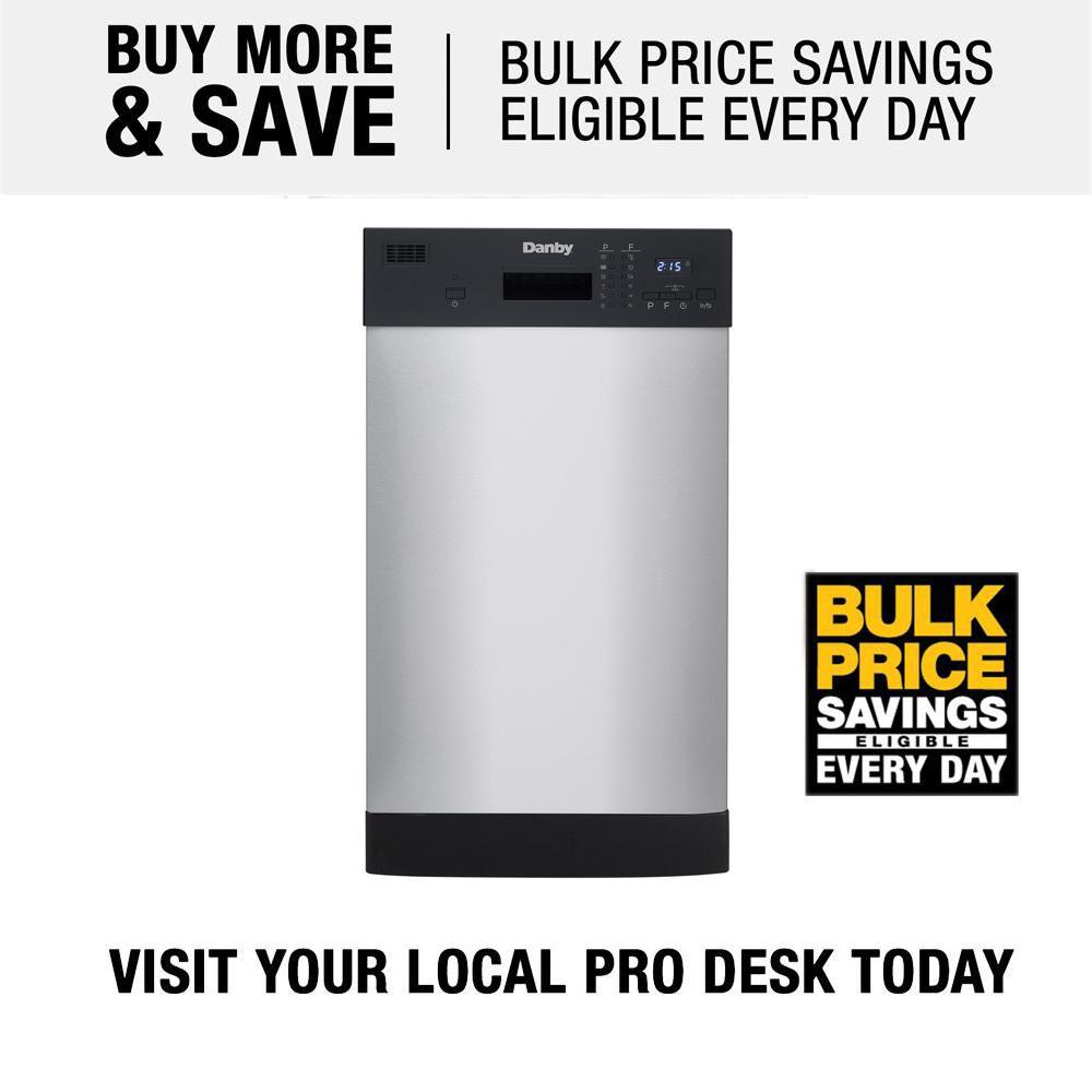 Danby 18 In Stainless Steel Front Control Smart Dishwasher 120 Volt With Stainless Steel Tub Ddw1804ebss The Home Depot