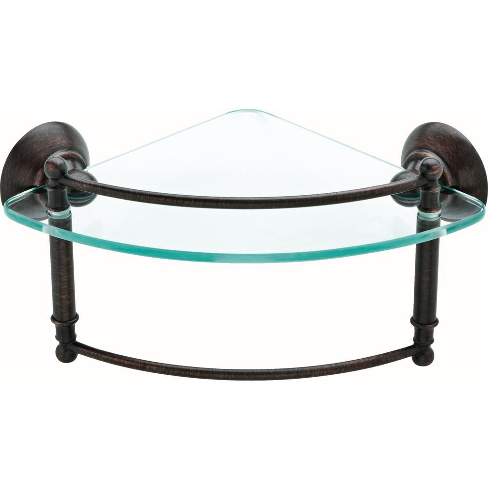 Delta 8 In Glass Corner Shelf With Hand Towel Bar In Venetian