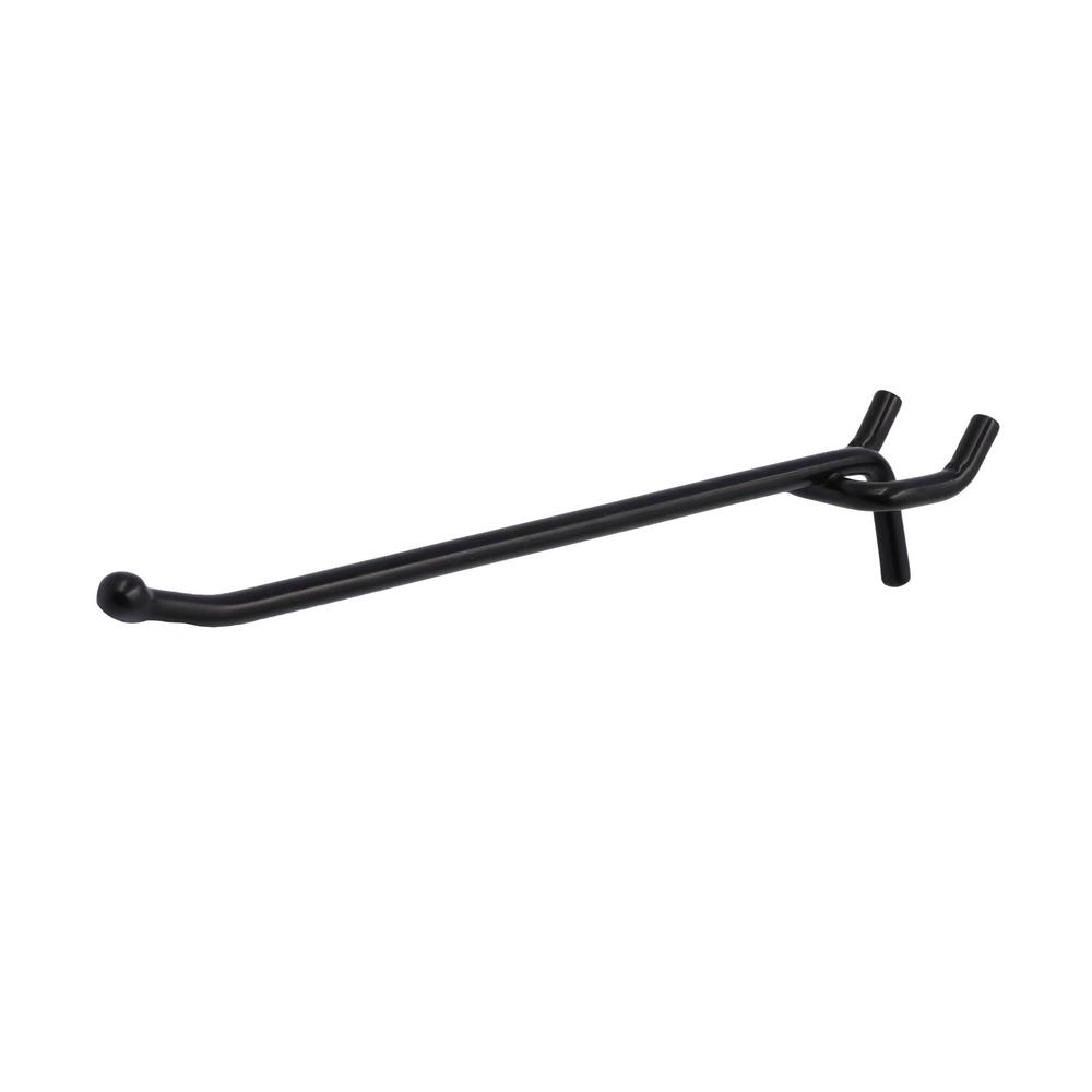 Everbilt 6 in. Single Peg Hook in Powder Coated Black Steel (Fits 1/4
