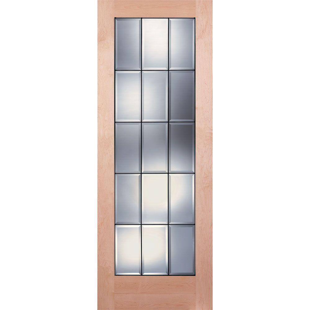 Feather River Doors 32 in. x 80 in. 15 Lite Unfinished Maple Clear Bevel Zinc Woodgrain Interior