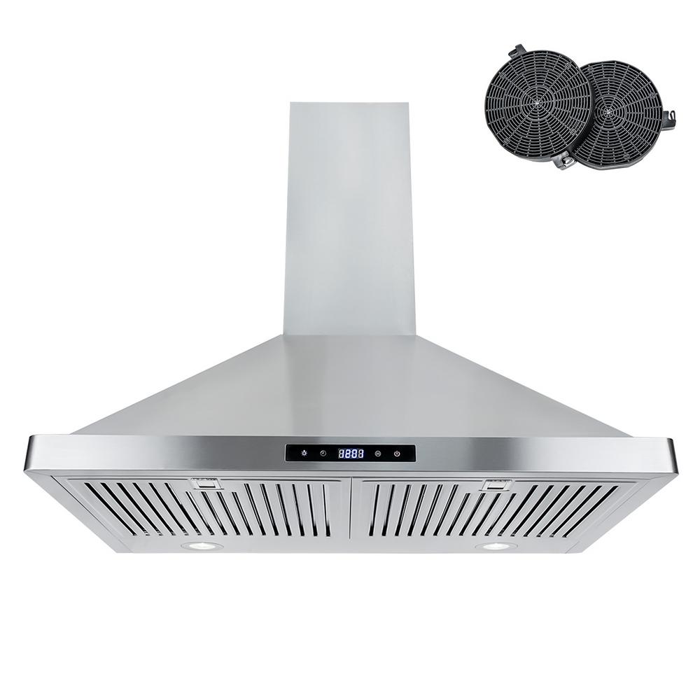 Cosmo 30 in. Ductless Wall Mount Range Hood in Stainless Steel with LED