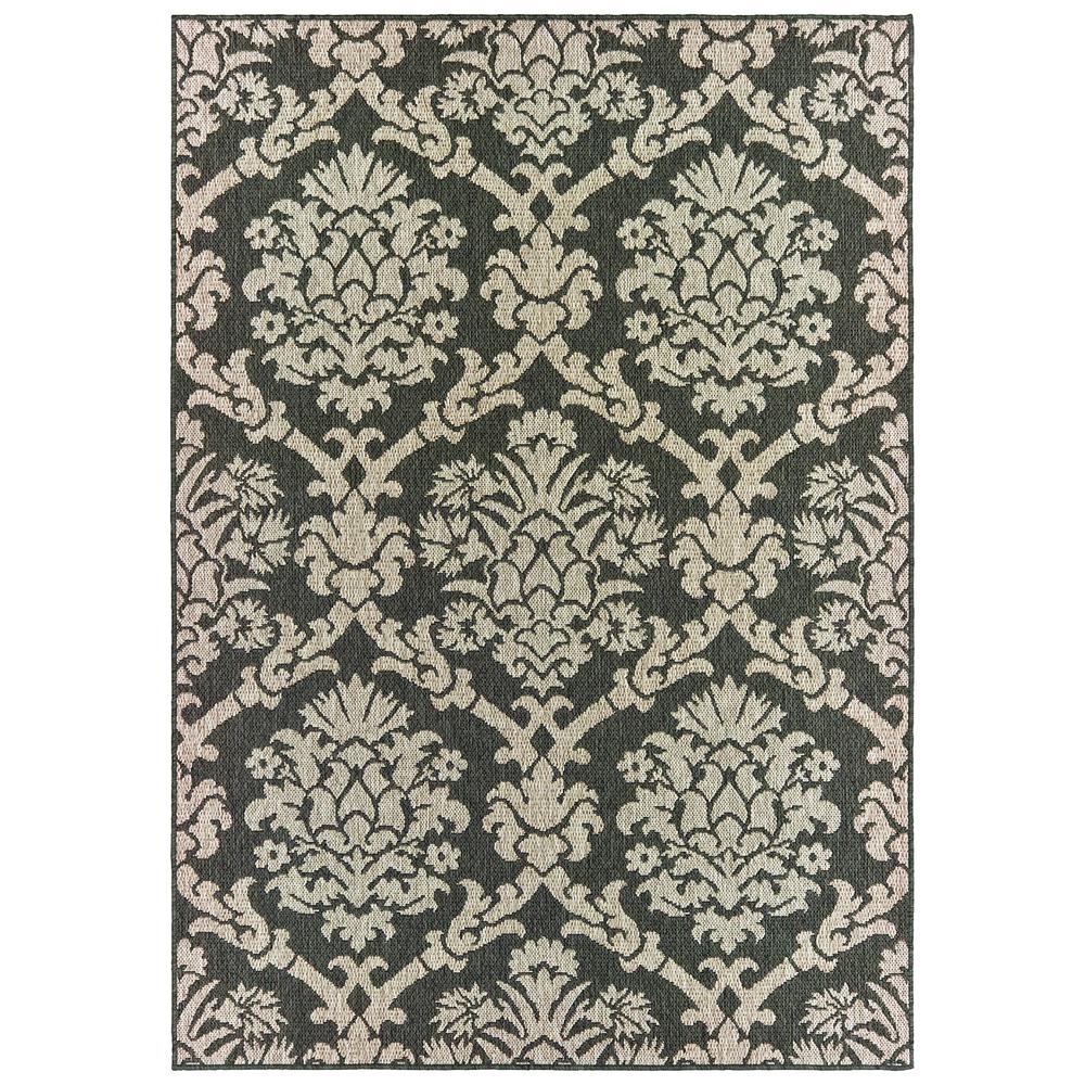 Unbranded Bermuda Damask Grey Charcoal 9 Ft 10 In X 12 Ft 10 In Indoor Outdoor Area Rug 820738 The Home Depot