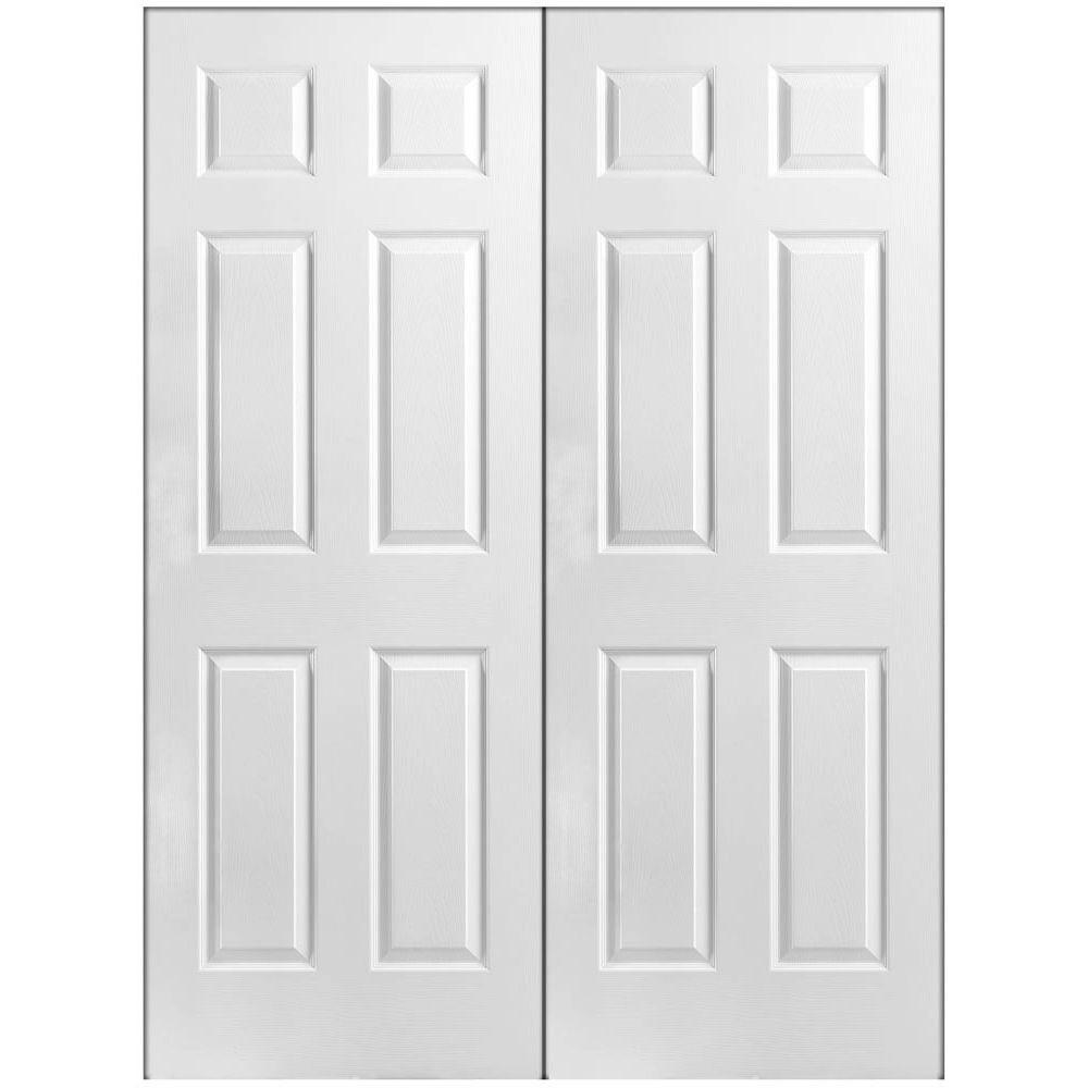 Masonite 48 in. x 80 in. 6-Panel Primed White Hollow-Core Textured ...