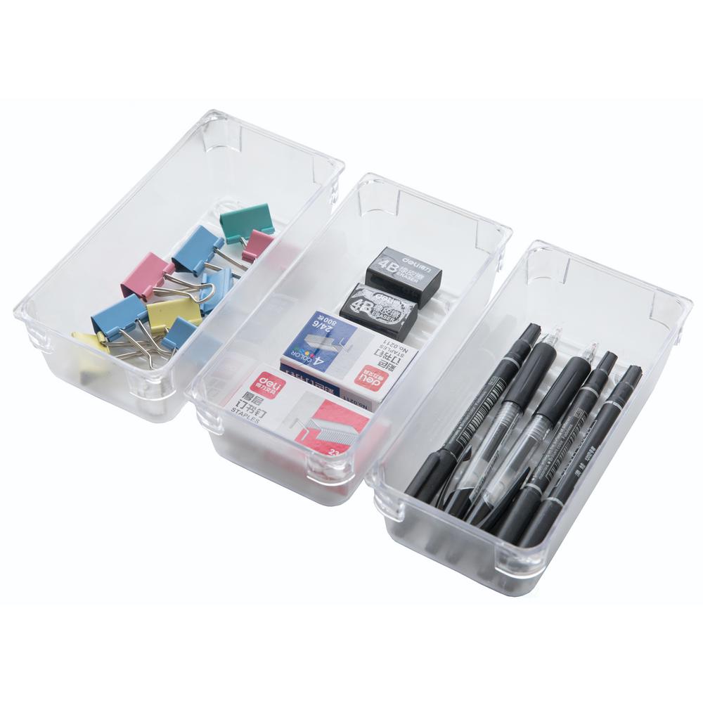 Basicwise Clear Plastic Drawer Organizers Set Of 3 Qi003394 3