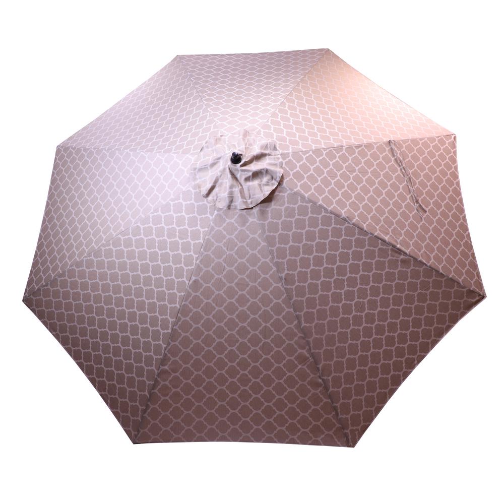 Hampton Bay 11 Ft Aluminum Market Patio Umbrella In Toffee Trellis 9111 01524900 The Home Depot