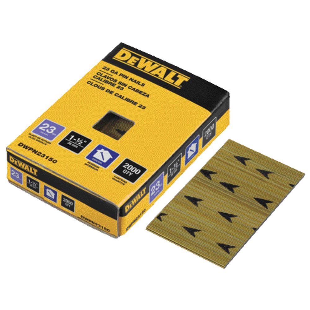 Dewalt 1.5 in. 23 Gauge Pin Nail Pinner Tool Straight Nails Collated