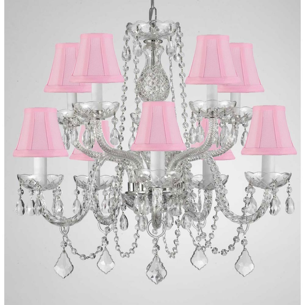 10 Light Empress Crystal Chandelier With Pink Shades T22 1783