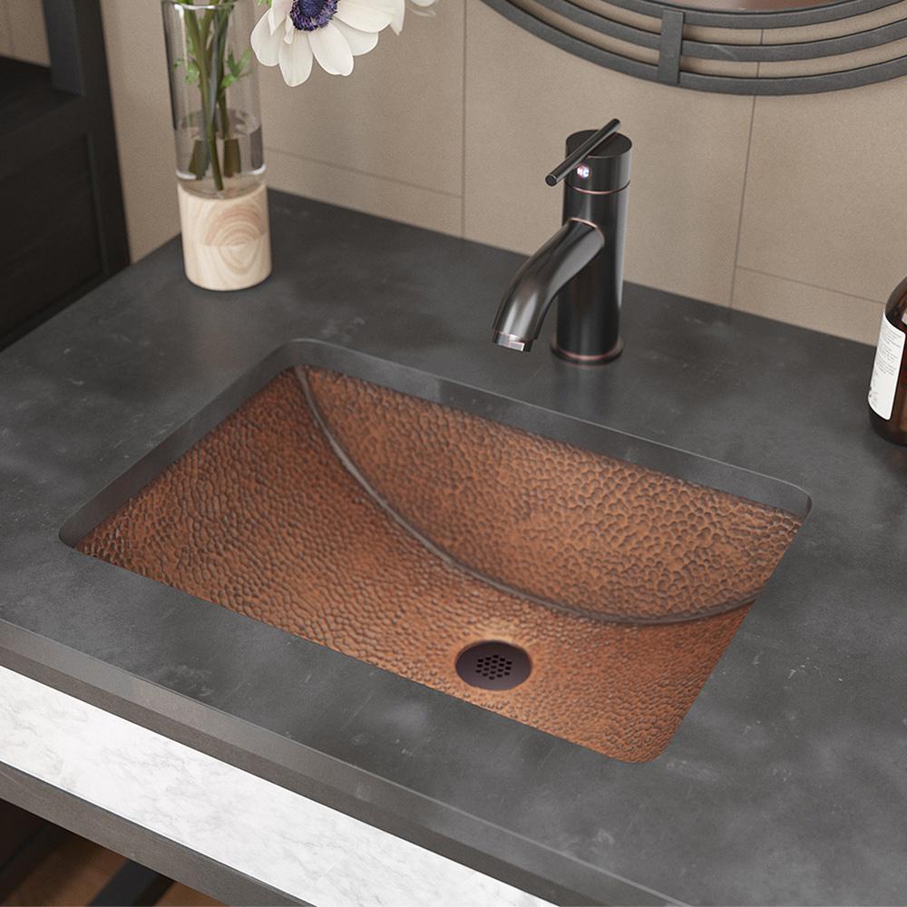 Rene Undermount Bathroom Sink in Copper with Grid Drain in