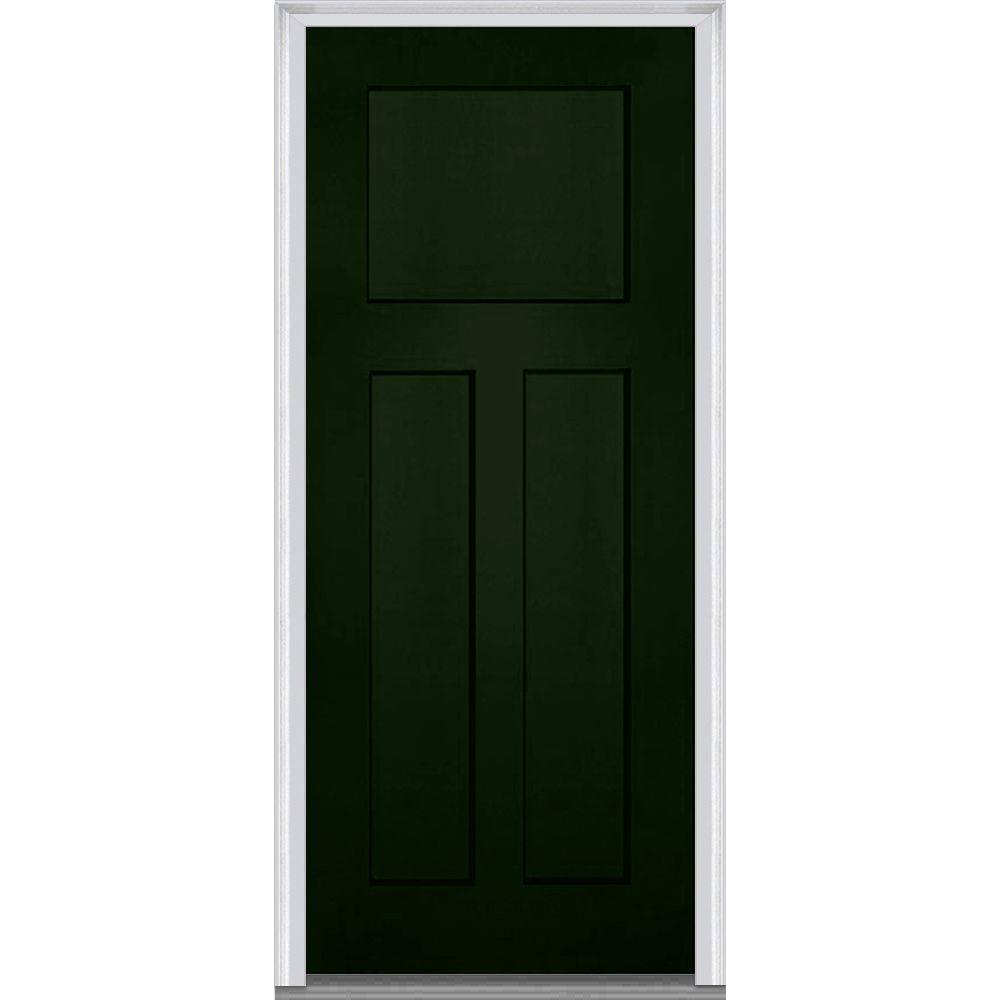 Mmi Door 36 In X 80 In Left Hand Inswing Craftsman 3 Panel Shaker Classic Painted Fiberglass