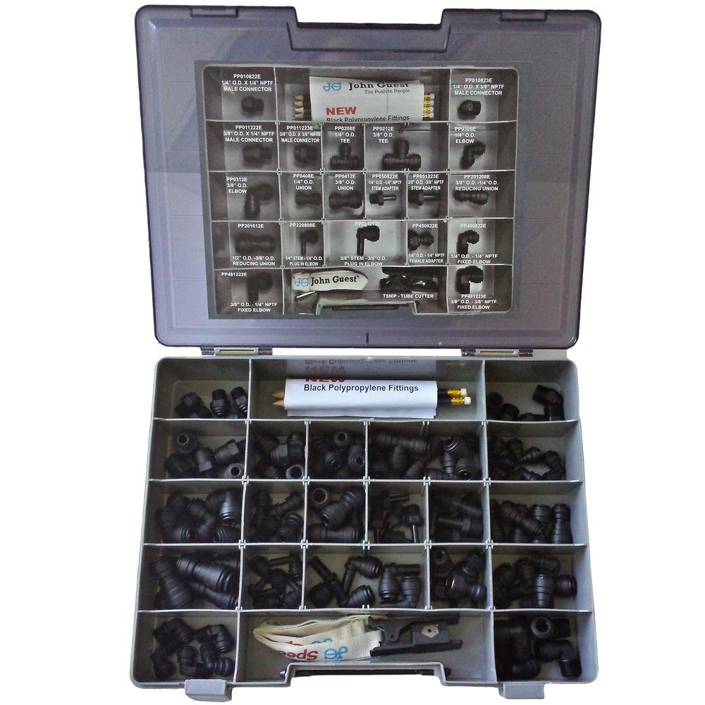 John Guest 1/4 in. and 3/8 in. Black Polypropylene PushFit Fittings