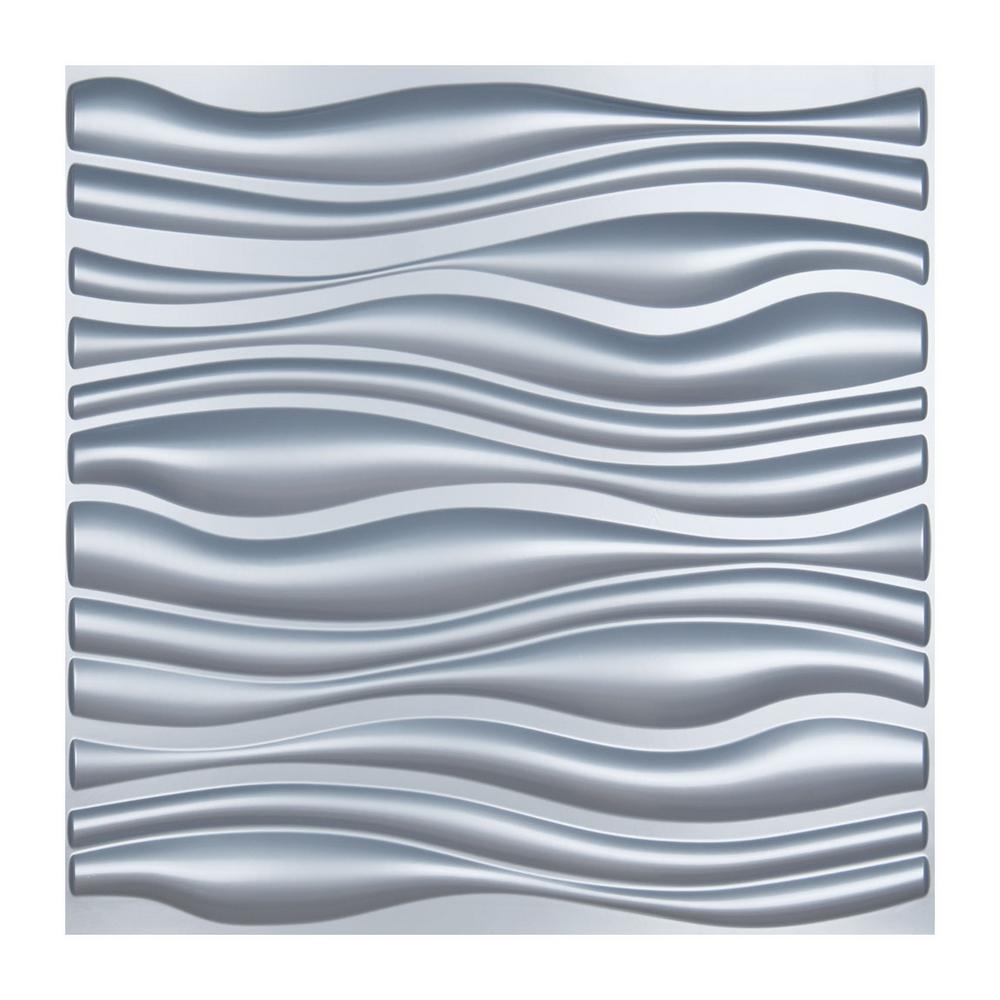 Art3dwallpanels 19.7 in x 19.7 in x 1 in PVC Decorative Silver Wall