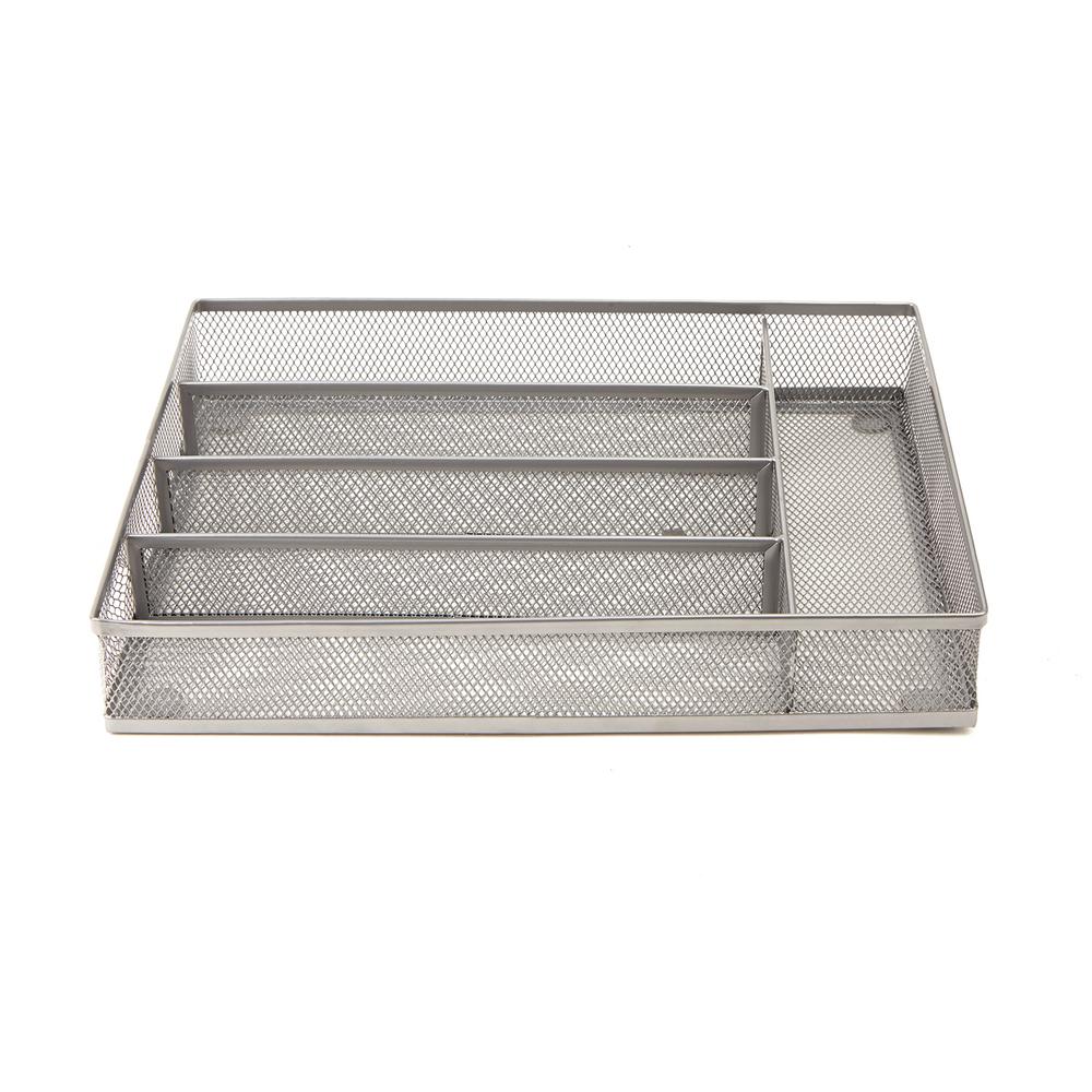 Mind Reader Silver Mesh 5 Section Cutlery Tray Drawer Mind Reader Silver Mesh 5 Section Cutlery Tray Drawer