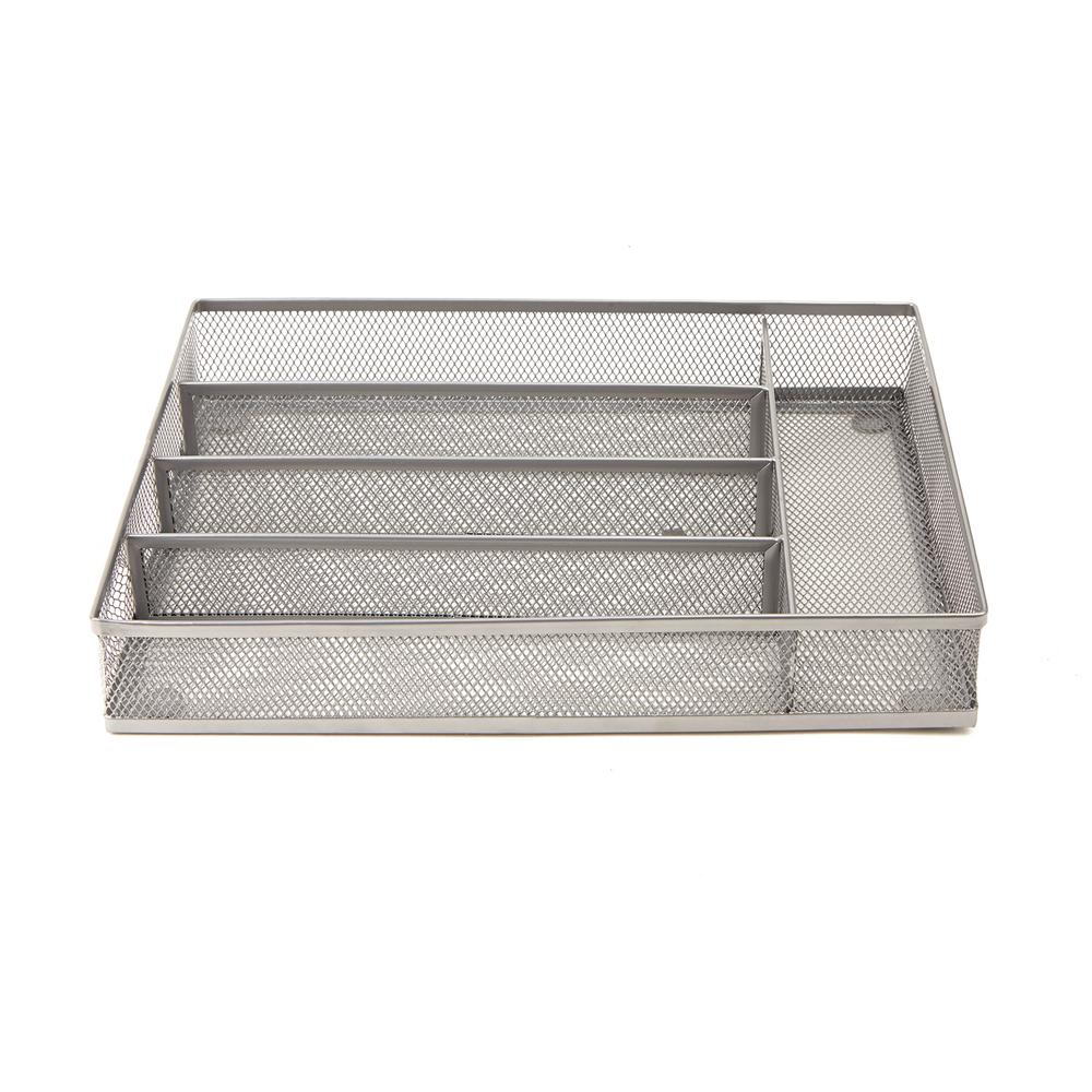 Mind Reader Silver Mesh 5 Section Cutlery Tray Drawer Organizer 2
