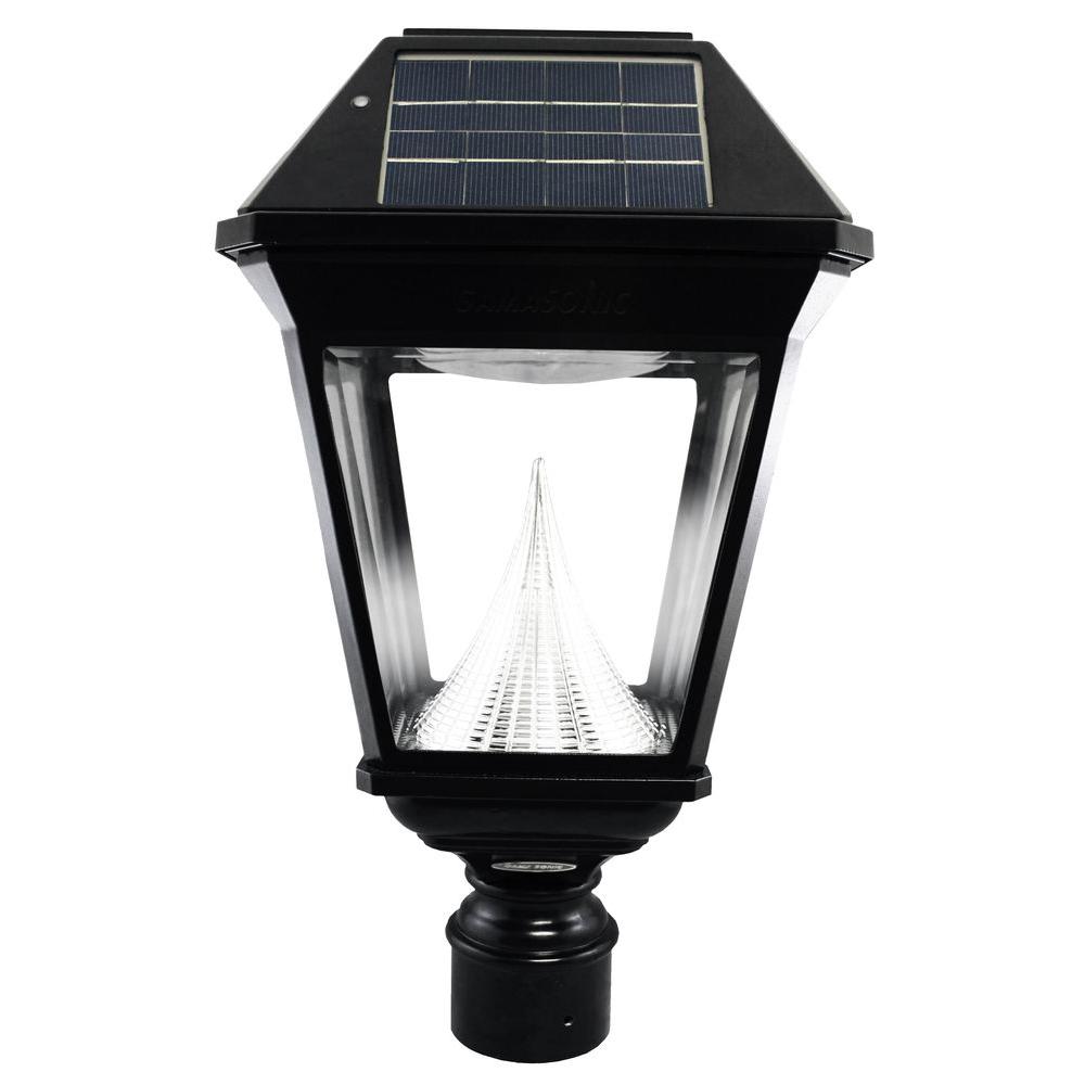 Gama Sonic Imperial II Solar Black Outdoor Integrated LED Post Light on