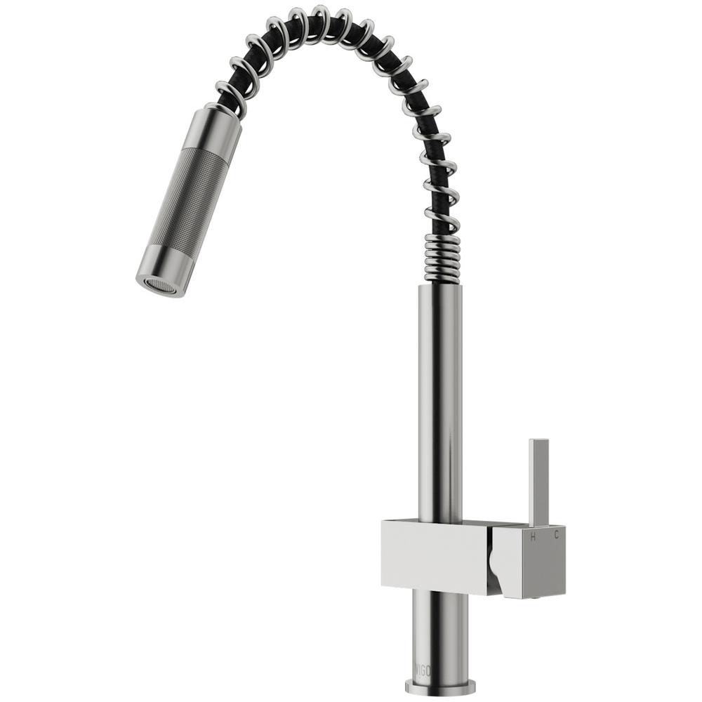 Vigo Lincroft Single Handle Pull Down Sprayer Kitchen Faucet In Stainless Steel