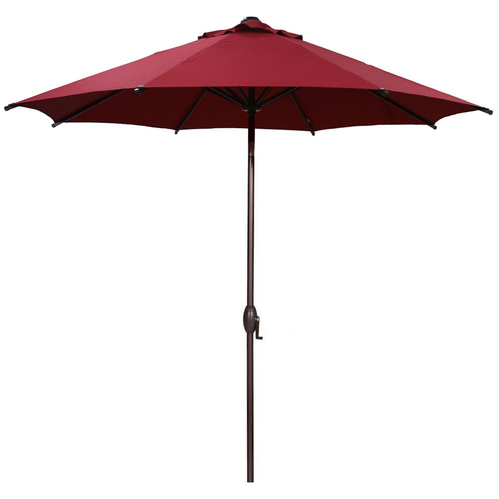 Abba Patio 9 Ft Outdoor Market Umbrella With Push Button Tilt And Crank Patio Umbrella In Red Ap9388ctr The Home Depot