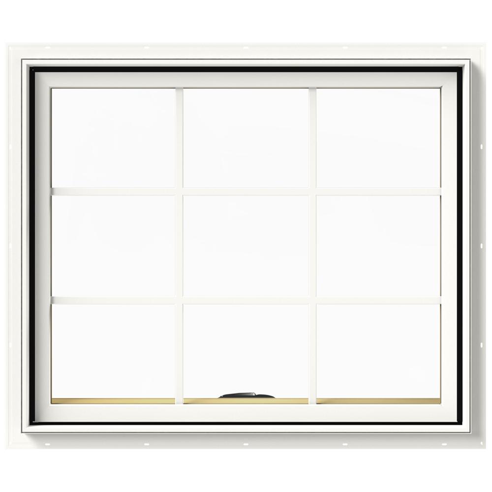 JELDWEN 36 in. x 30 in. W2500 Series White Painted Clad Wood Awning