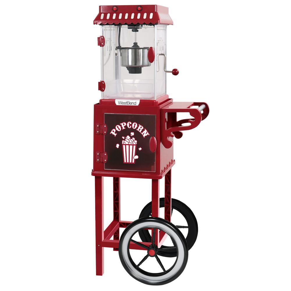 West Bend Popcorn Cart 2.5 oz NonStick Stainless Steel Kettle, Makes