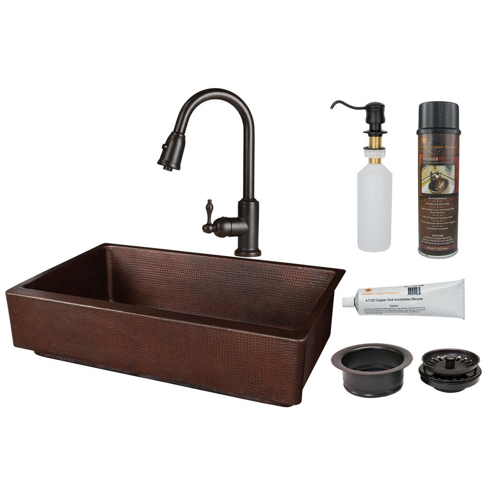 Sinkology Pfister All In One Ganku Copper Farmhouse In Kitchen Sink Design Kit With Ashfield