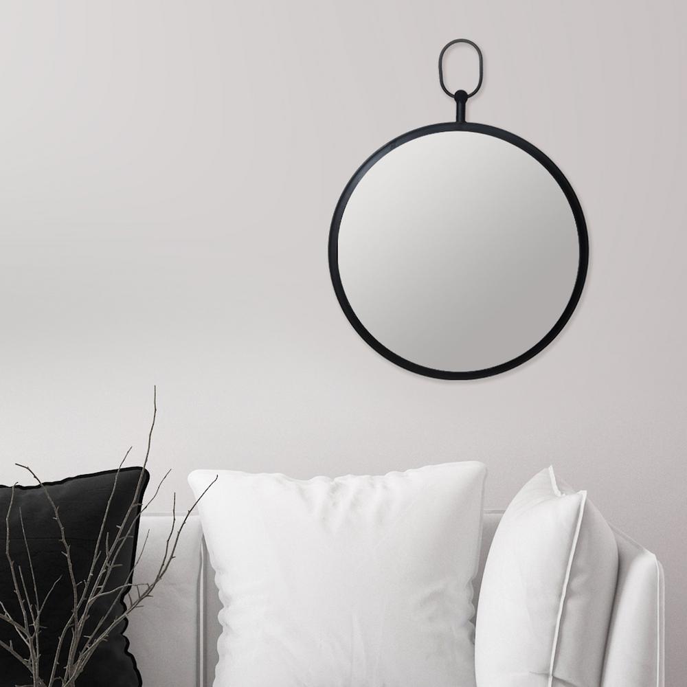 Pinnacle Handle Round Black Decorative Wall Mirror 1805 3788
