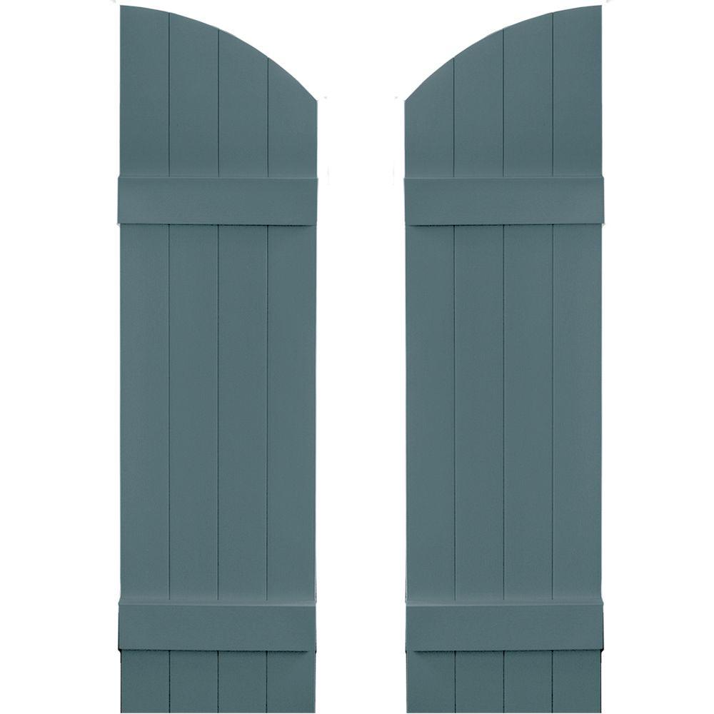 Builders Edge 14 in. x 45 in. BoardNBatten Shutters Pair, 4 Boards