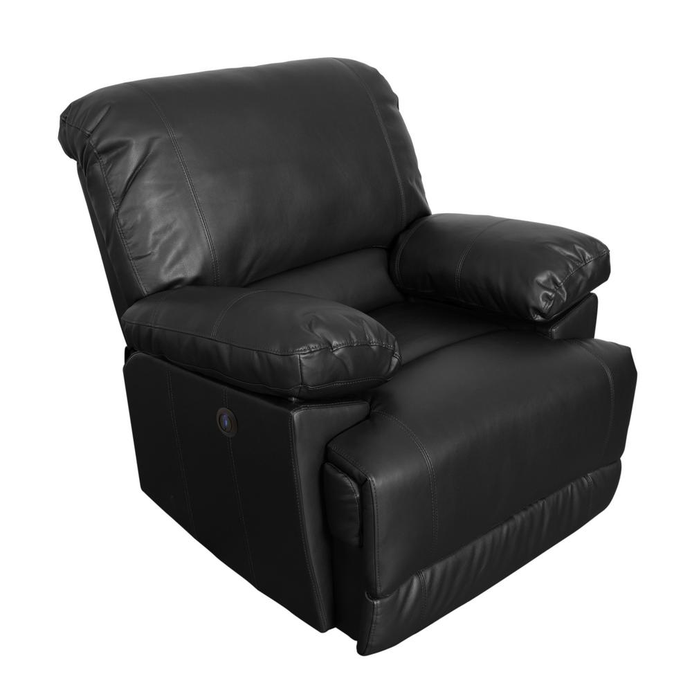 Corliving Lea Black Bonded Leather Power Recliner With Usb Port Lzy 302 R The Home Depot 4679