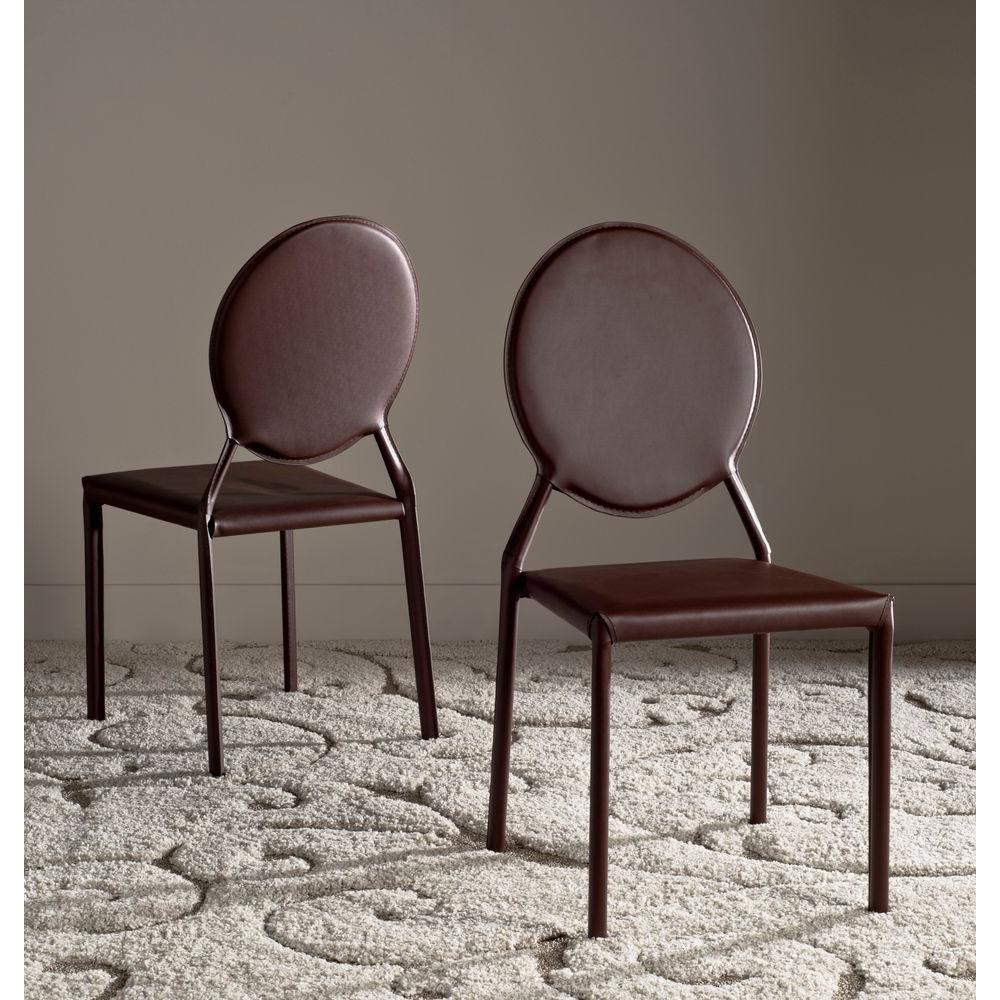 Safavieh Warner Brown Leather Dining Chair Set Of 2 Fox2018d Set2 Safavieh Warner Brown Leather Dining Chair Set Of 2