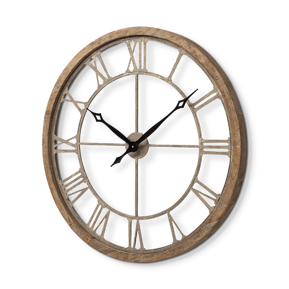 Mercana Mething Iii 19 In Brown Oversize Farmhouse Analog Wall Clock 63081 The Home Depot