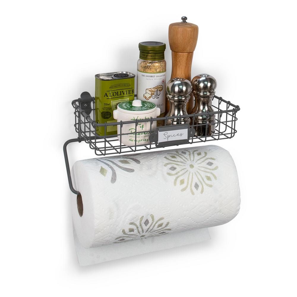 Spectrum Vintage Wall Mount Basket With Paper Towel Holder A84876 The Home Depot