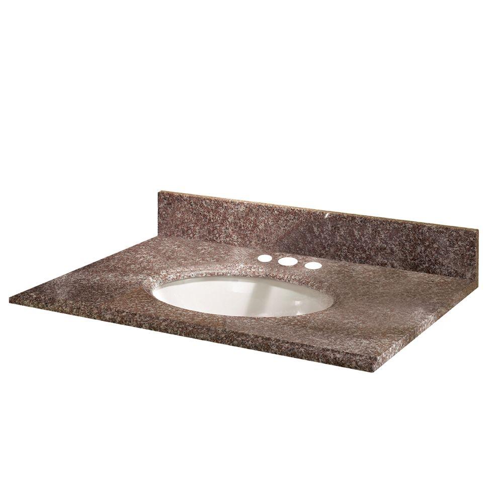 Pegasus 31 in. Granite Vanity Top in Montero with White Basin