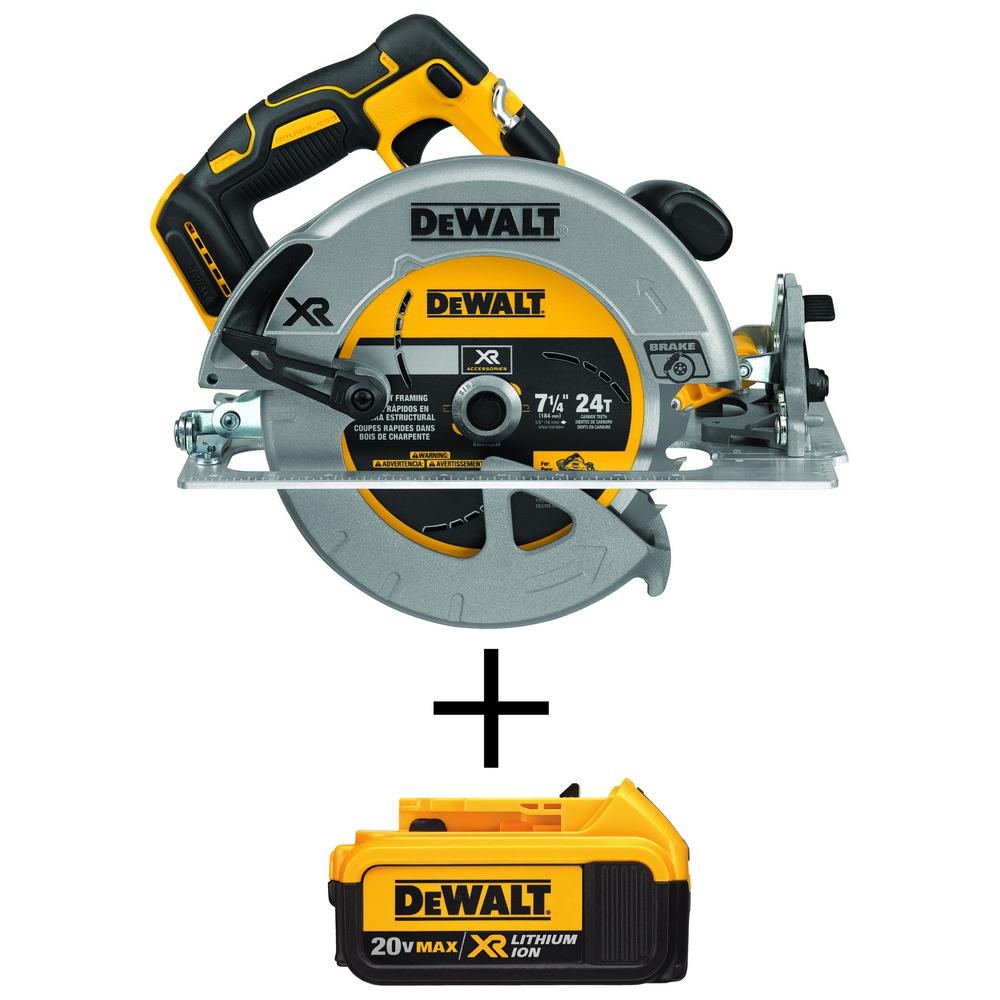 20-Volt MAX Lithium-Ion Cordless Brushless 7-1/4 in. Circular Saw with Brake with Bonus Premium Battery Pack 4.0 Ah