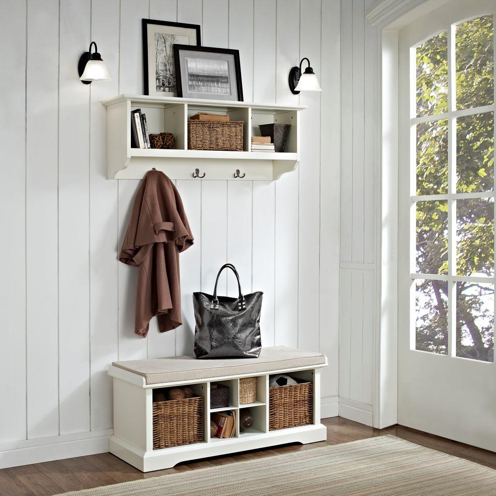 Crosley Brennan Entryway Bench with Shelf Set in White KF60001WH - The