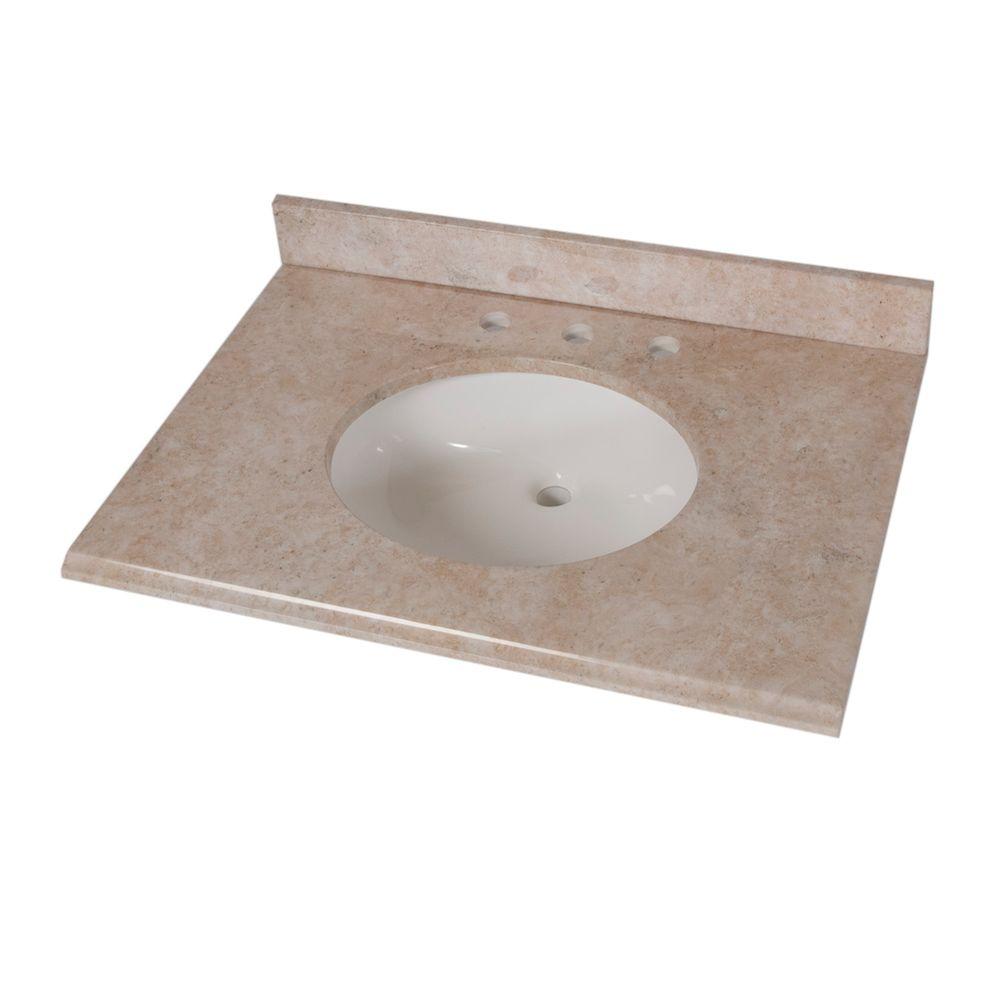 Home Decorators Collection 31 In Stone Effects Vanity Top Oasis With White Sink