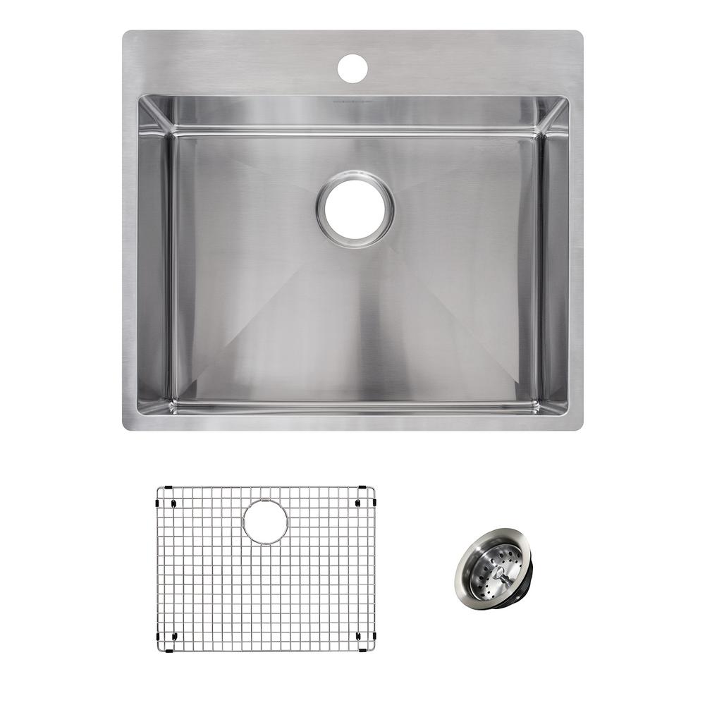 Franke Vector All In One Dual Mount Stainless Steel 25 In 1 Hole Single Bowl Kitchen Sink Kit