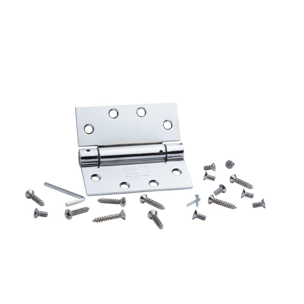 Global Door Controls 4.5 in Bright Chrome Steel Spring Hinge Set of 3 x 4.5 in