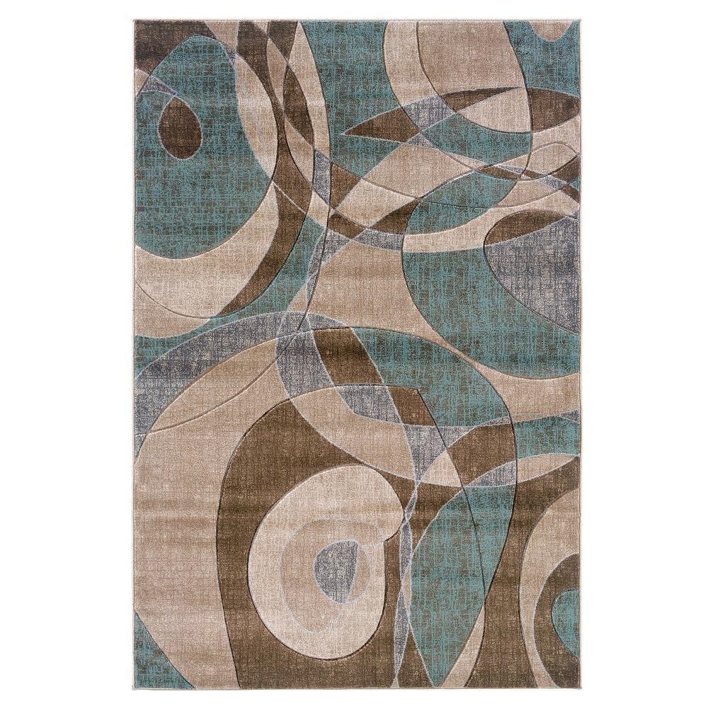 Linon Home Decor Milan Collection Brown And Turquoise 5 Ft X 8 Ft