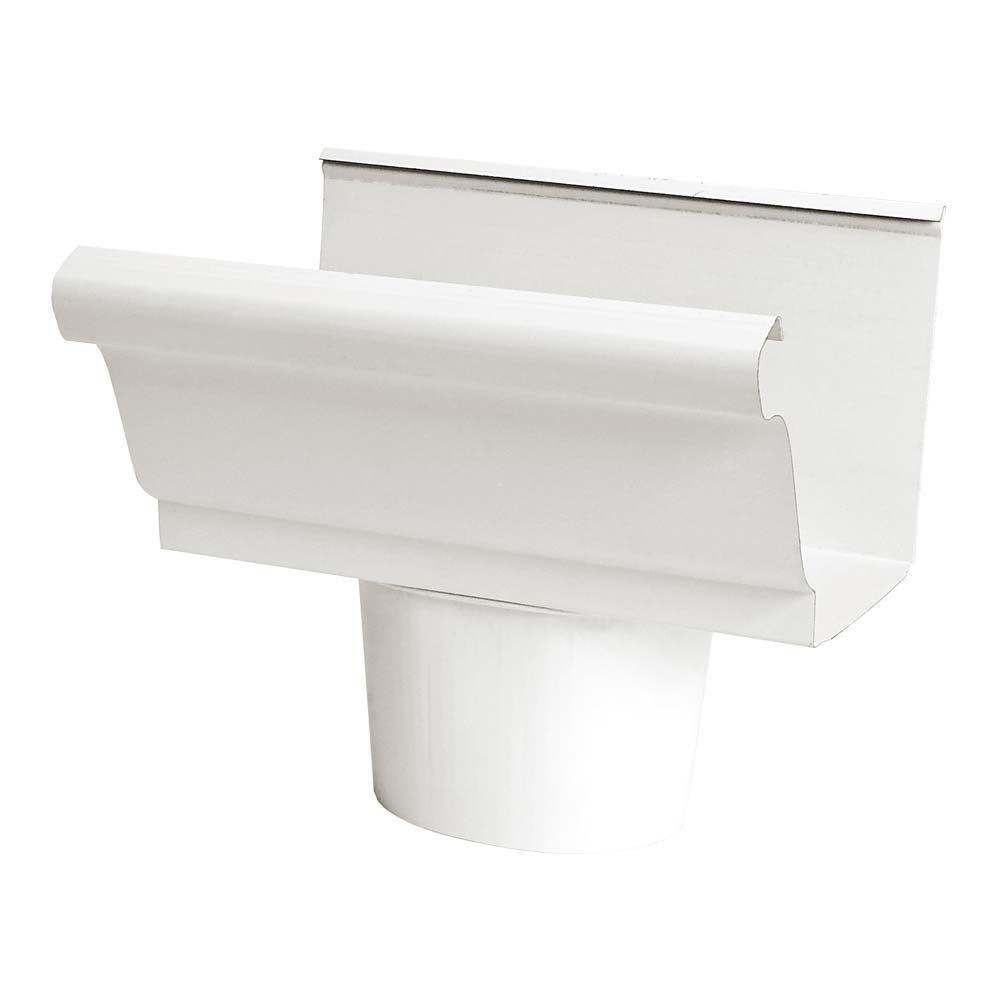 Construction Metals 4 in. White Steel KStyle Gutter End Piece with 2
