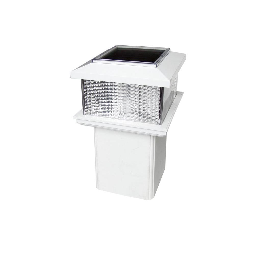 Veranda 4 in. x 4 in. White Plastic Square Solar Powered Adaptable Post