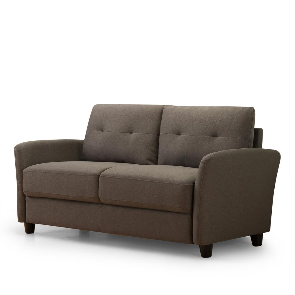 Zinus Ricardo 2-Seat Chestnut Brown Upholstered Loveseat