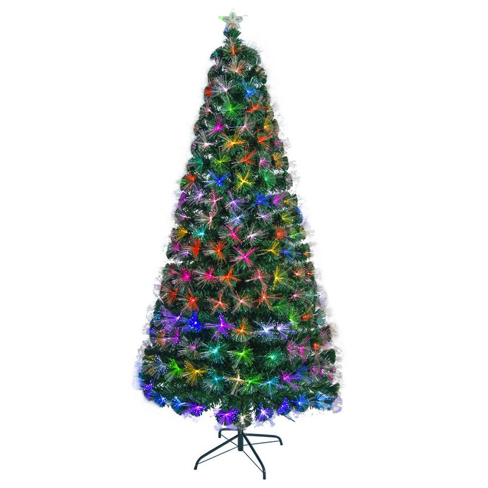 Kingdely 7 ft. Hinged Green Artificial Christmas Tree with Multi ...