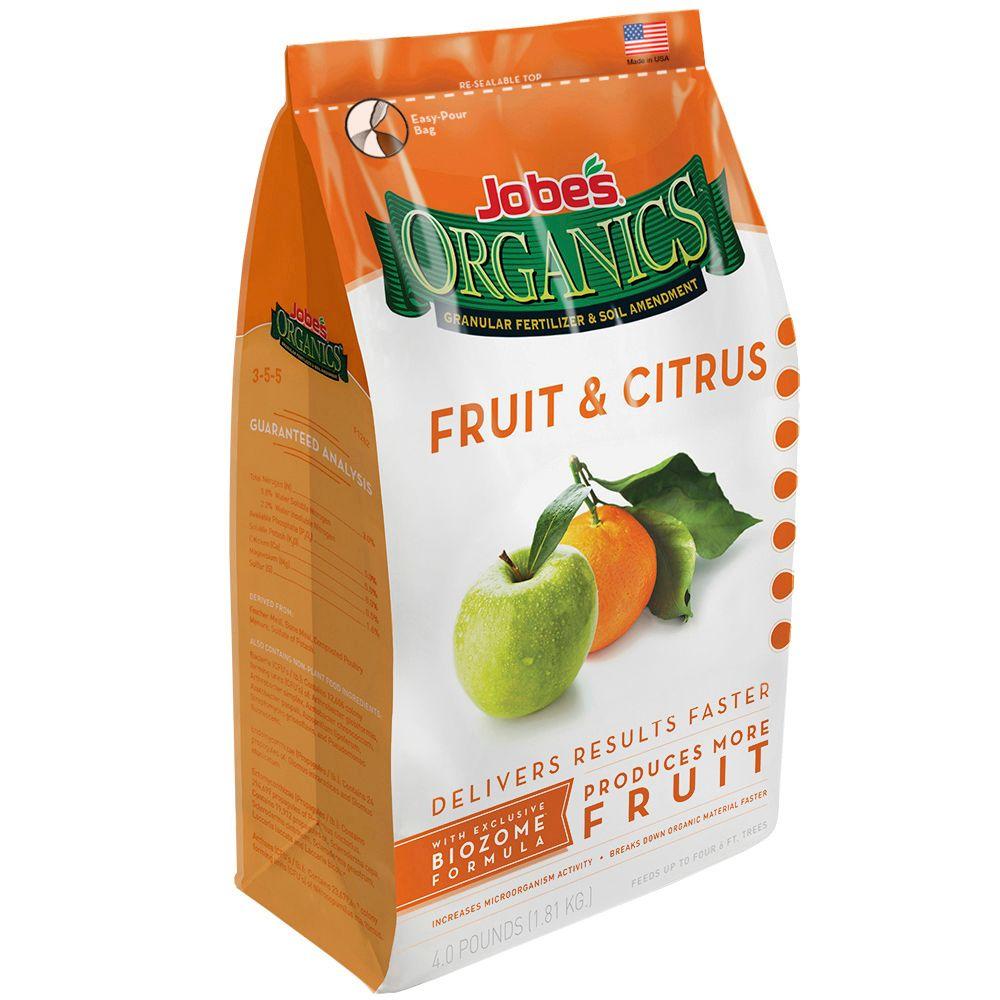 Jobe S Organics 4 Lb Organic Granular Fruit And Citrus Fertilizer Organic Granular Fruit And Citrus Fertilizer With Biozome Omri Listed