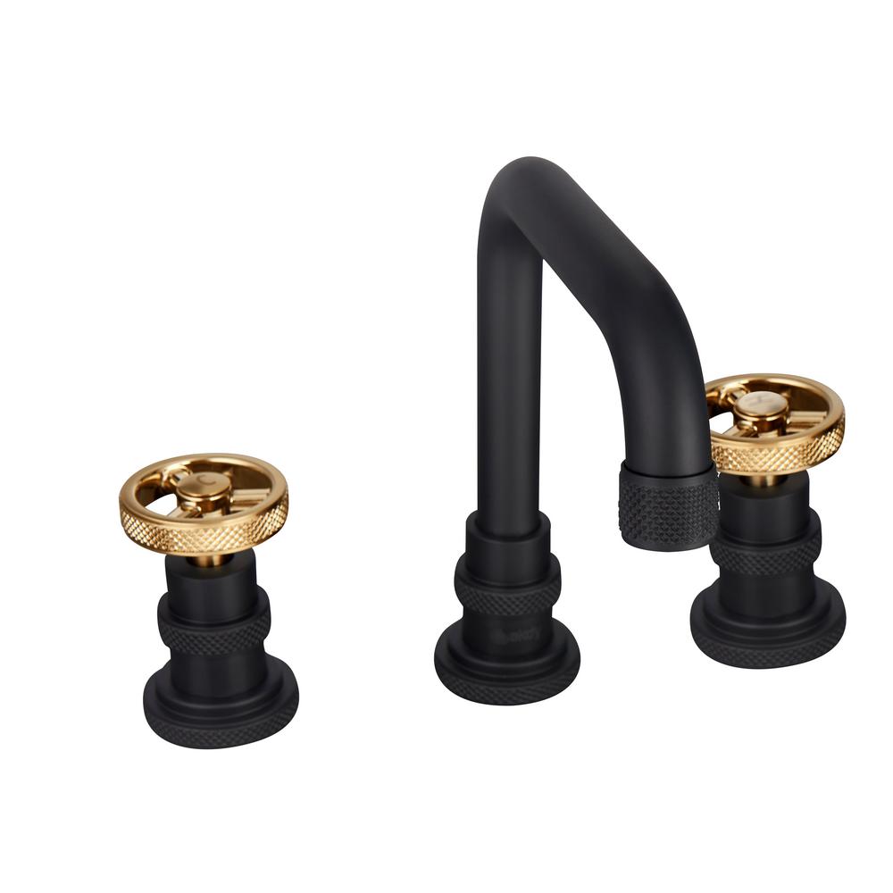 AKDY 8 in. Widespread 2-Handle High-Arc Bathroom Faucet in Matte Black ...