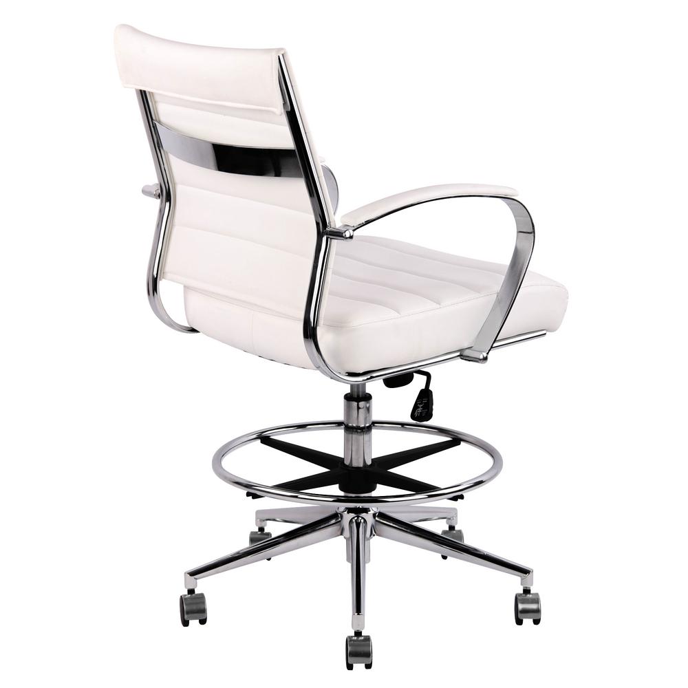 Poly And Bark Tremaine Drafting White Chair In Vegan Leather Hd 294 Whi The Home Depot