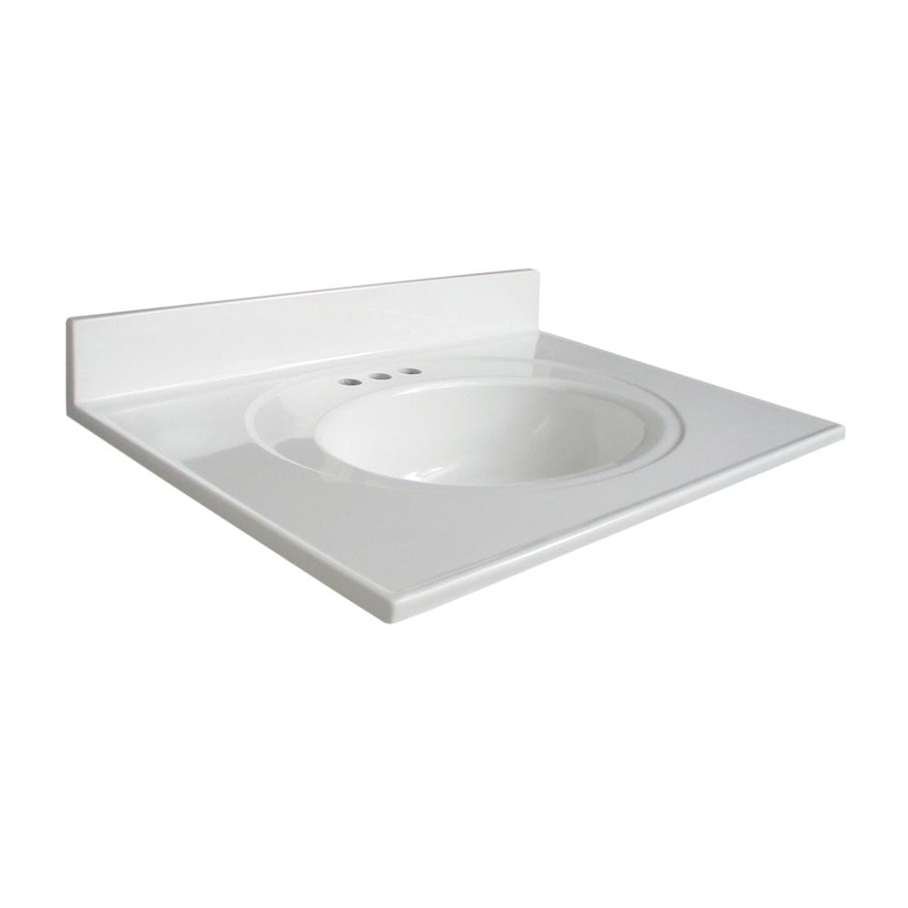 Glacier Bay Newport 31 In W X 22 In D Cultured Marble Vanity Top In White With White Sink N3122gb W The Home Depot