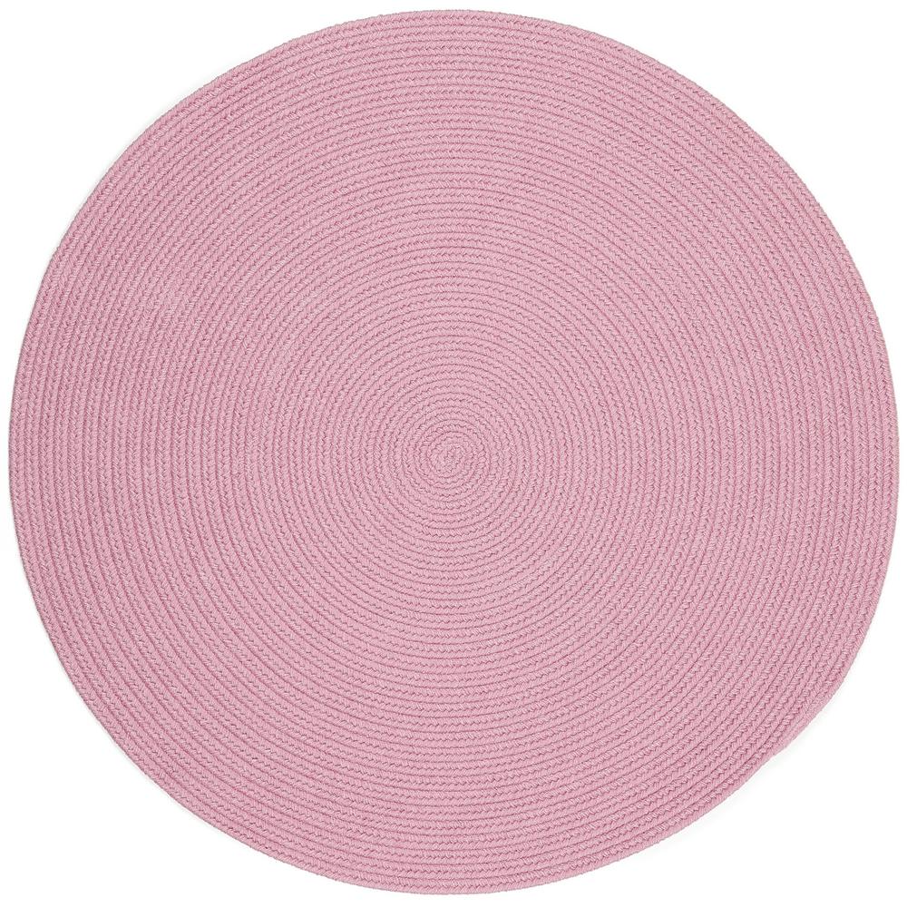 Rhody Rug Joy Braids Solid Pink 6 ft. x 6 ft. Round Indoor/Outdoor