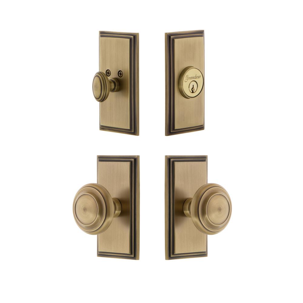 Grandeur Carre Plate 2-3/4 in. Backset Vintage Brass Circulaire Door ... Grandeur Carre Plate 2-3/4 in. Backset Vintage Brass Circulaire Door ...